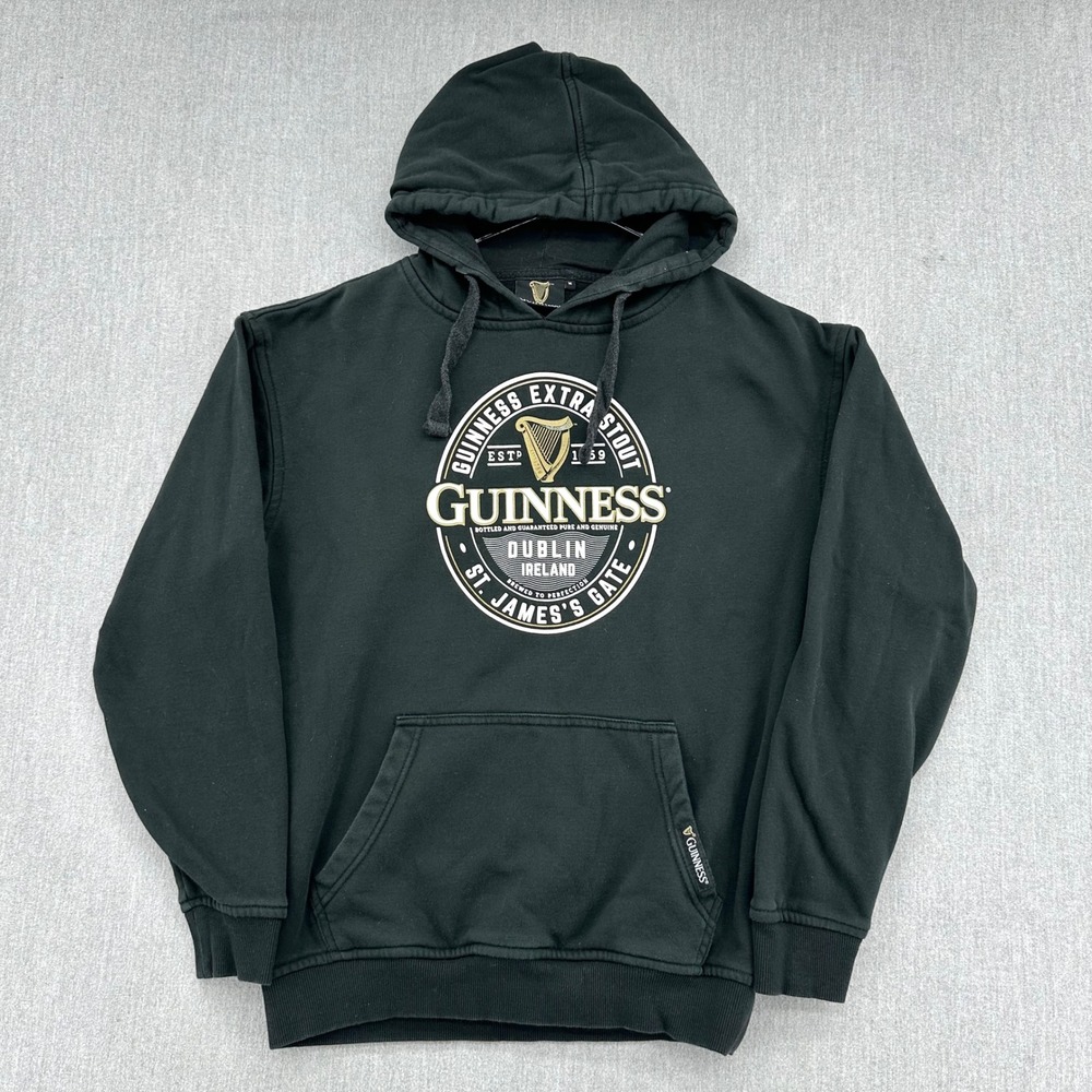 Guinness Beer Hoodie Men's Medium Black Extra Stout Graphic Pullover